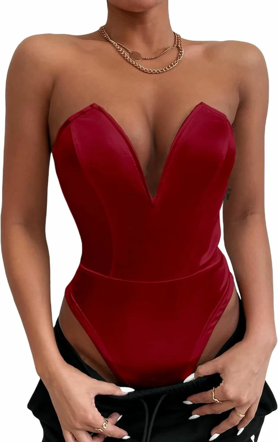 SweatyRocks Women's Strapless Sleeveless Tube Top Bodysuit - Stretchy Comfortable Leotard Jumpsuit for Dance Fitness