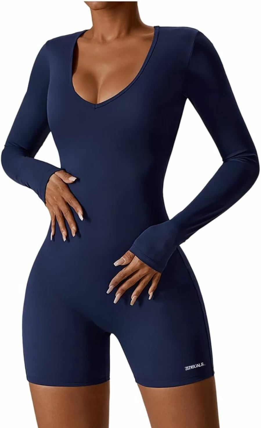 Zensuals Women's Seamless V-Neck Yoga Bodysuit - 4-Way Stretch, Breathable, Day to Night Comfort for Workouts & Lounge