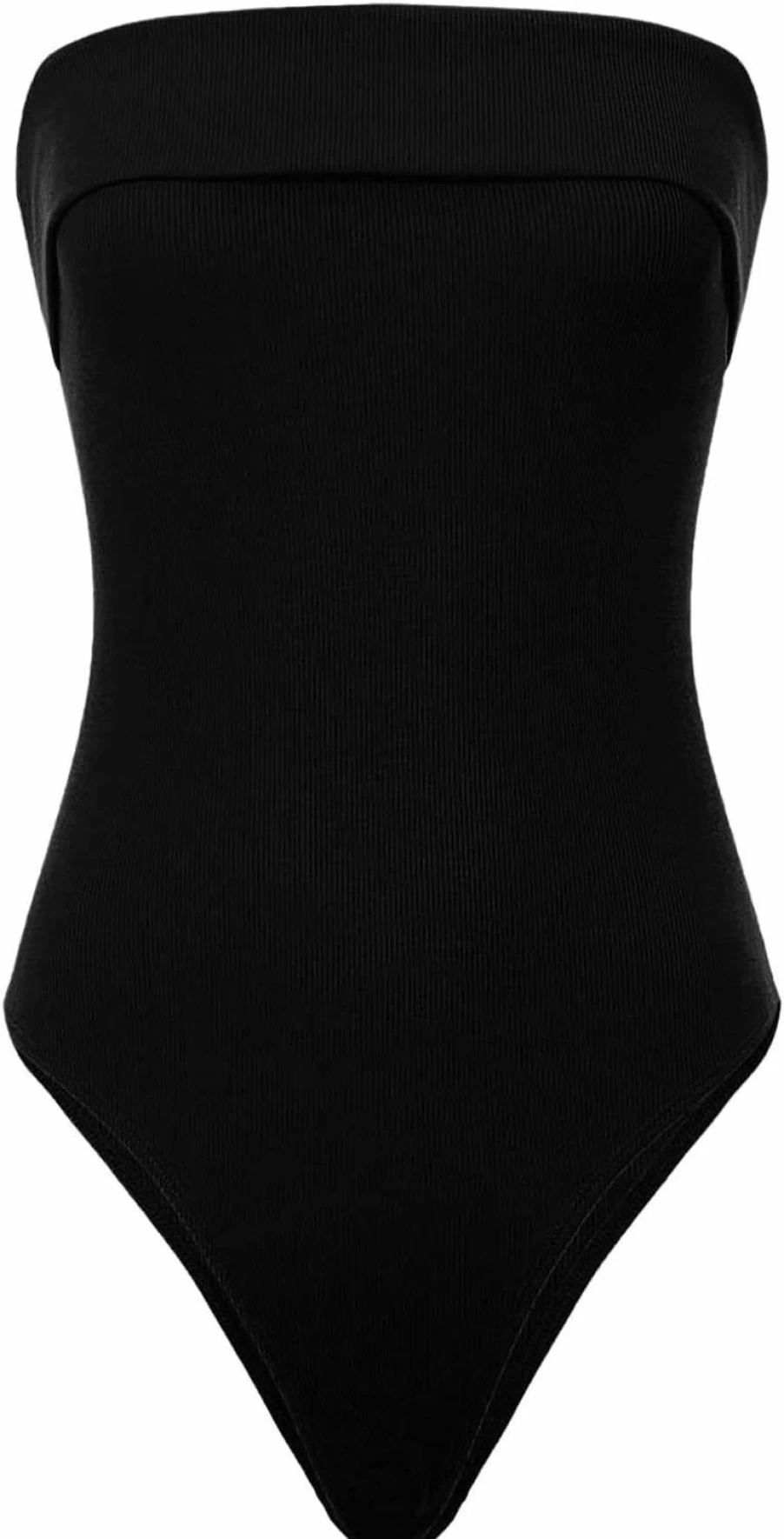 MakeMeChic Women's Ribbed Knit Strapless Bodysuit - High Cut Sleeveless Leotard & Casual Tube Top