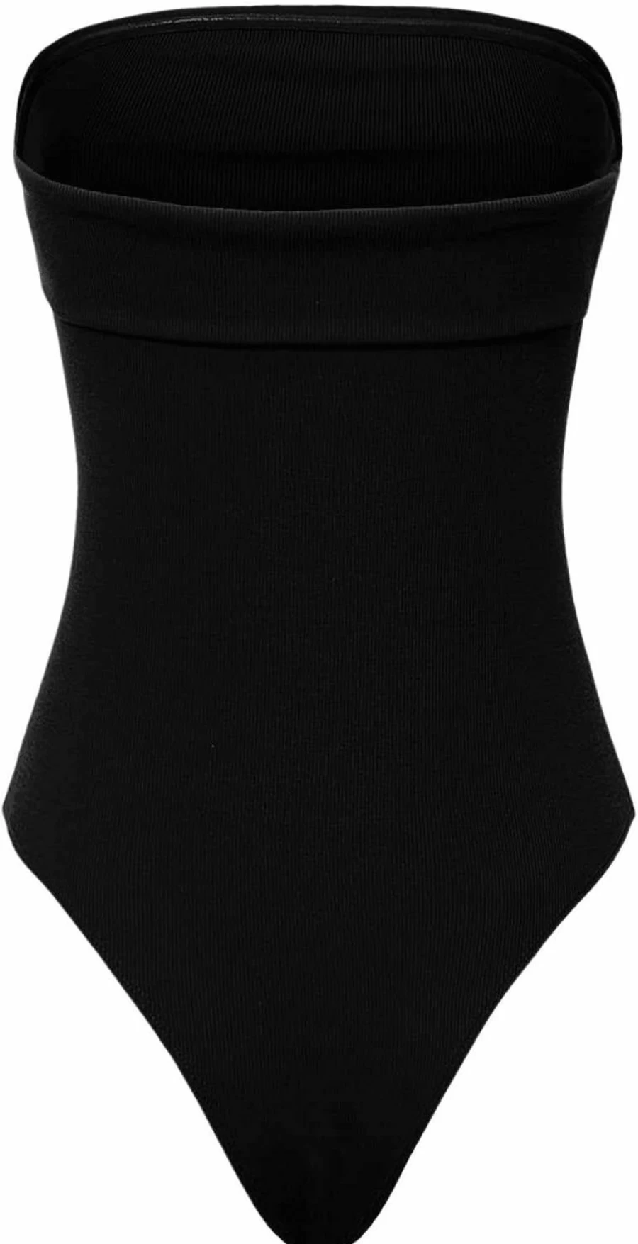 MakeMeChic Women's Ribbed Knit Strapless Bodysuit - High Cut Sleeveless Leotard & Casual Tube Top