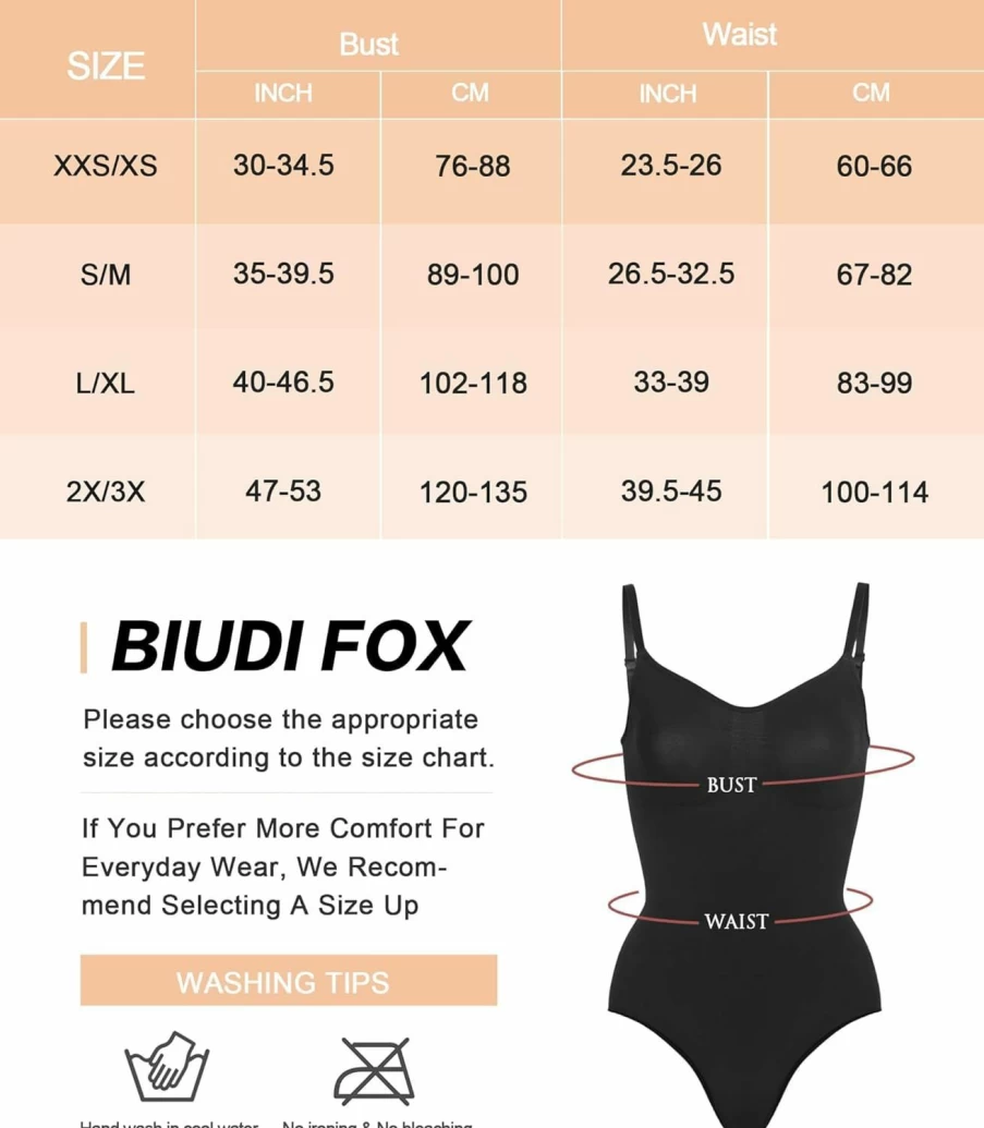 "BIUDI FOX Women's Plus Size Shapewear Bodysuit - Tummy Control Thong Lingerie Body Suit for Slimming & Comfort"