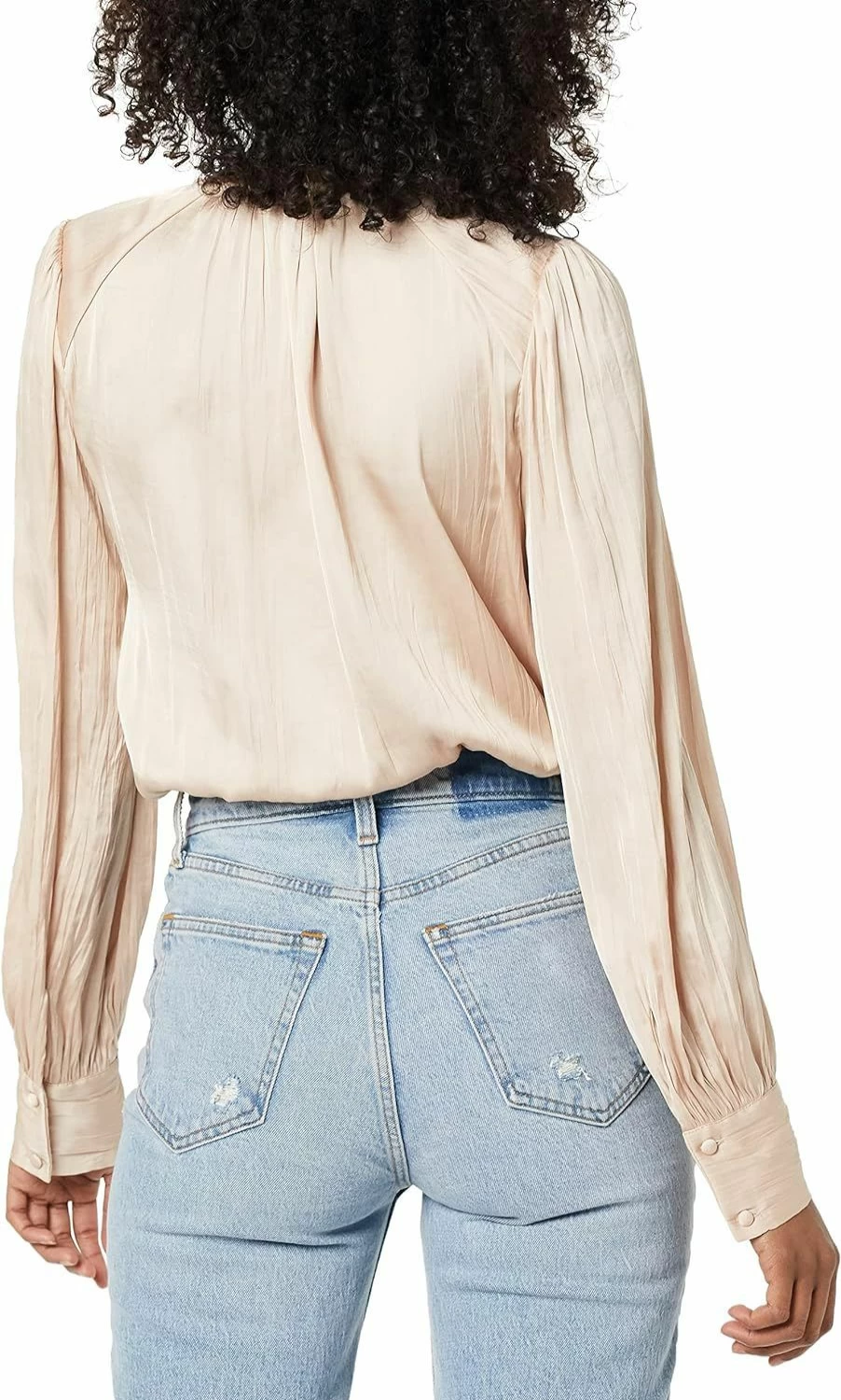 BCBGMAXAZRIA Women's Plunging V-Neck Long Sleeve Relaxed Fit Bodysuit