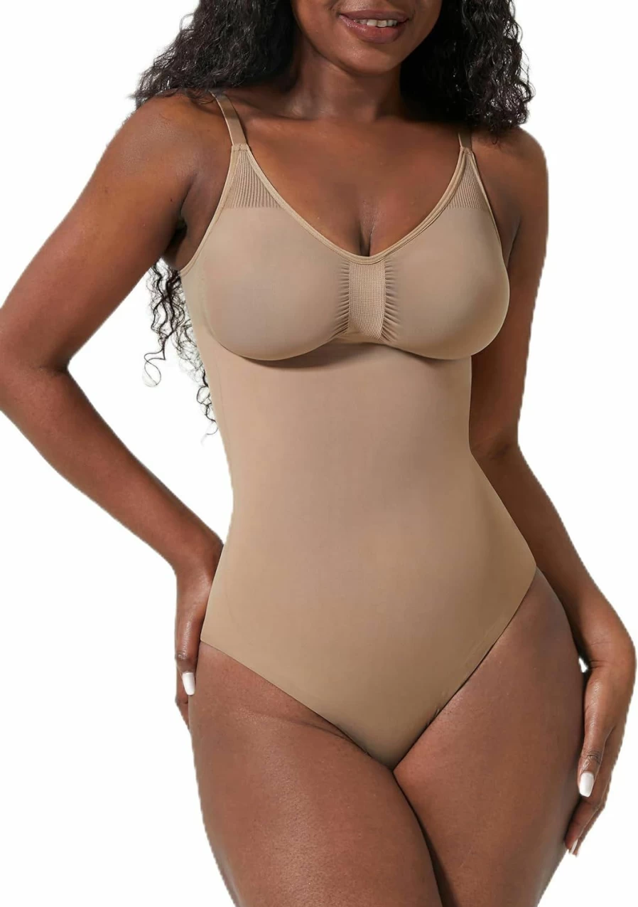 GKBK Women's Seamless Slim V-Neck Bodysuit - Sexy Backless Tank Top with Butt Lifting Design