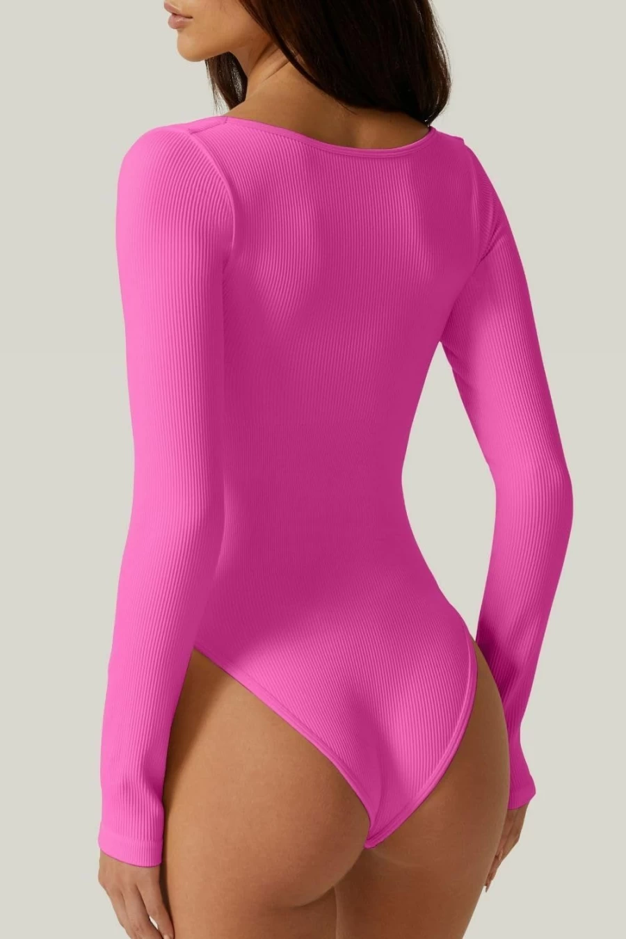 Meyeeka Women's Long Sleeve Sweetheart Neck Bodysuit - Seamless Stretch Basic Top for Comfort & Style