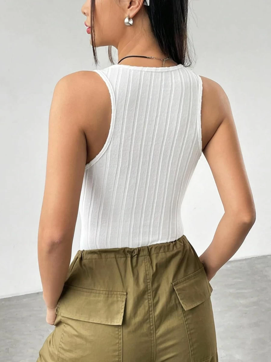 "BEAUDRM Women's Slim Fit Ribbed Knit Bodysuit - Scoop Neck Sleeveless Tank Top"