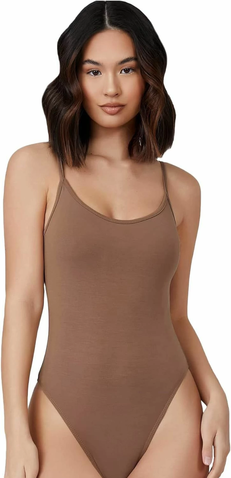 Floerns Women's Solid Spaghetti Strap Cami Bodysuit - Basic Stretchy Leotard Top for Layering