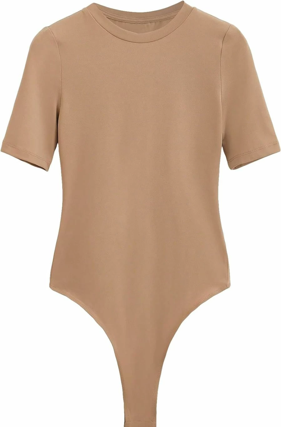 OYOANGLE Women's Basic Short Sleeve T-Shirt Bodysuit - Round Neck Casual Tops for Women