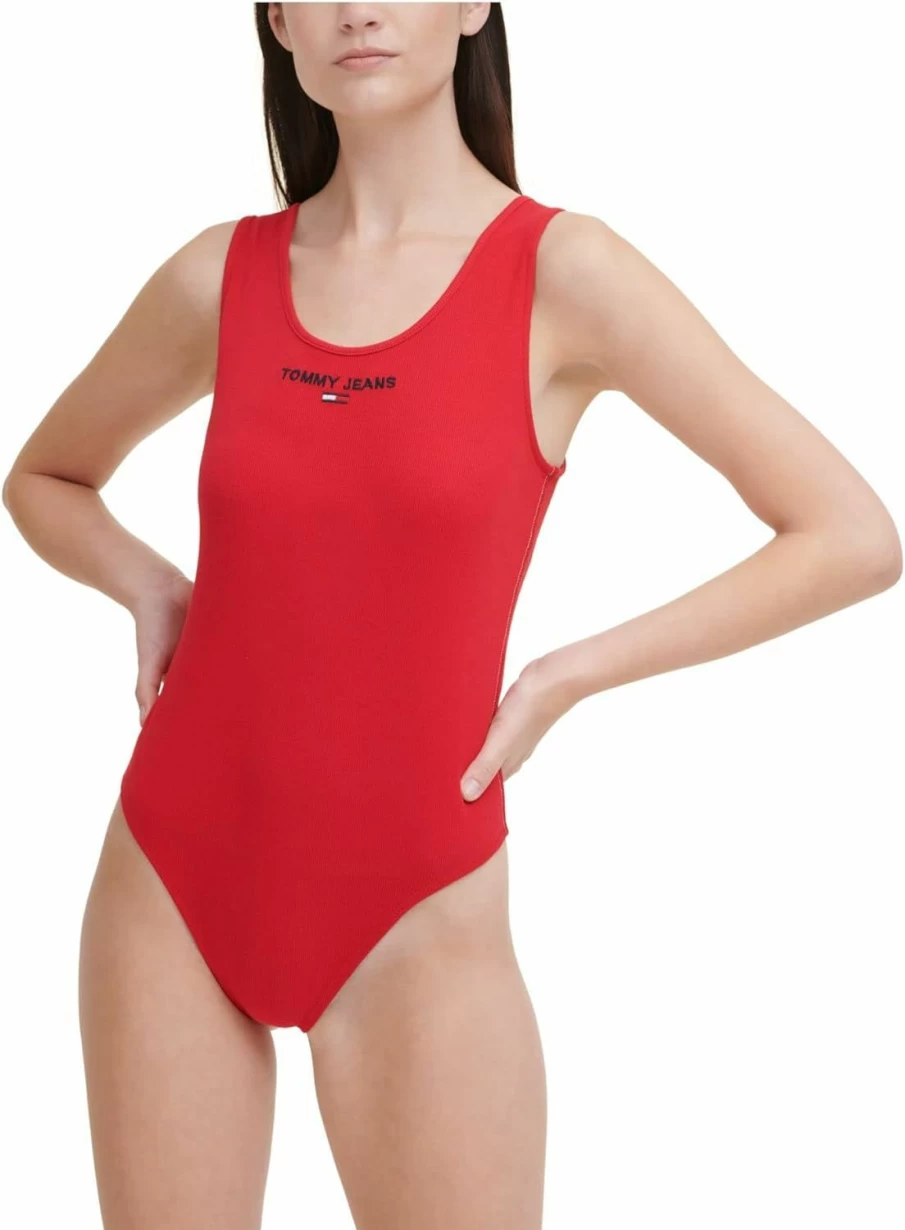 Tommy Hilfiger Women's Sleeveless Bodysuit - Classic Fit Stretch Cotton Tank Top for Women