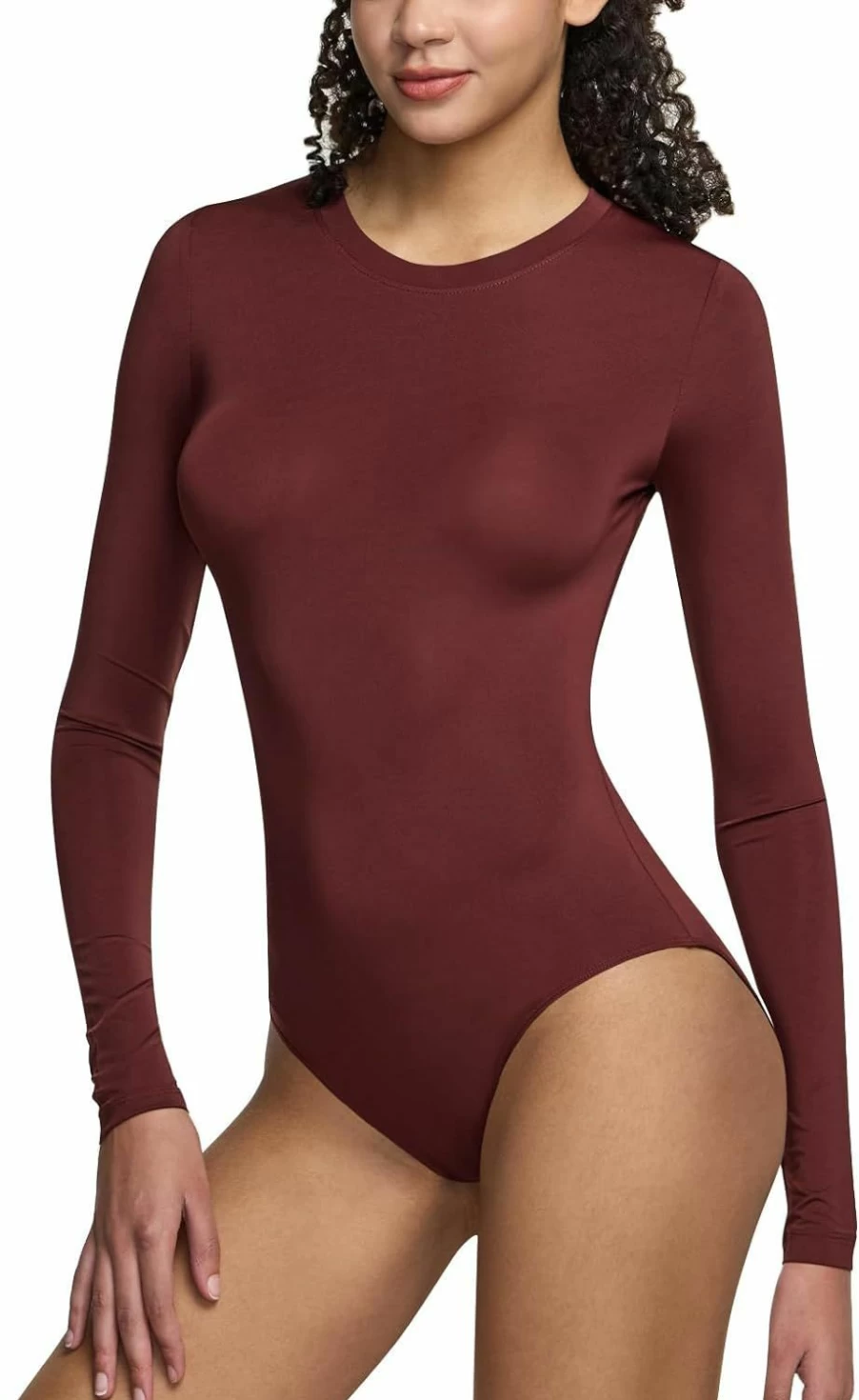 TSLA Women's Slim Fit Long Sleeve Bodysuit - Stretchy Mock Turtle Neck Jumpsuit Top Basic T-Shirt Clothing for Women