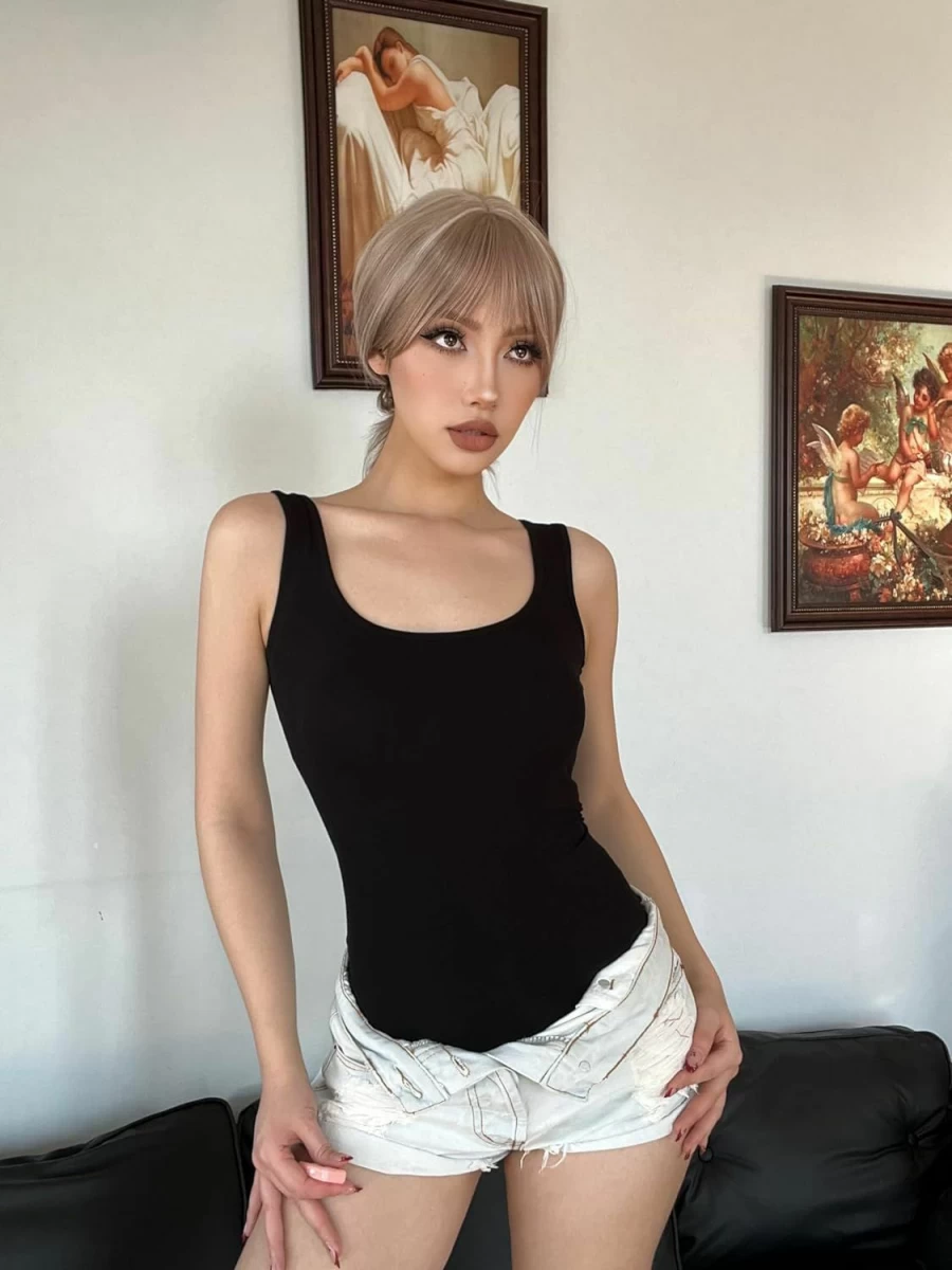 FMNNNN Women's Sexy Scoop Neck Tank Top Bodysuit 5 Pack - Sleeveless Thong Leotard for Women