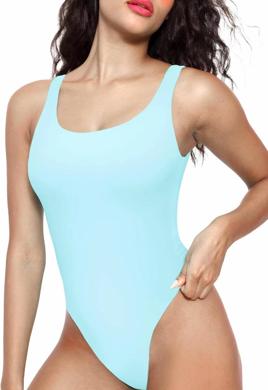 NEWVISISTER Women's Racerback Bodysuit - Sleeveless Scoop Neck Jumpsuit Tank Top