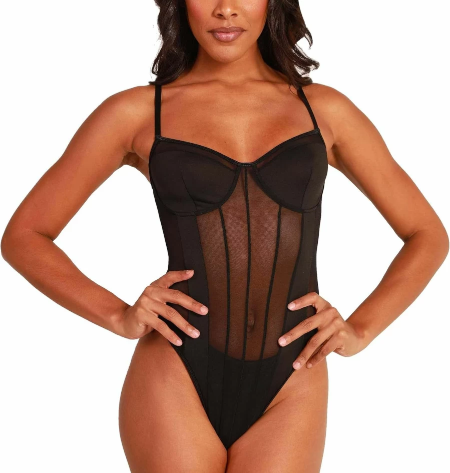 iHeartRaves Women's Sexy Mesh Cutout Bodysuit - Bold See-Through One-Piece Rave Outfit