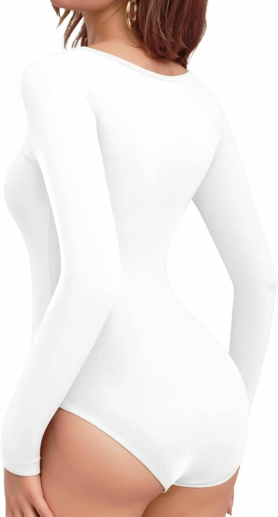 MANGOPOP Women's Long Sleeve Bodysuit - Sweetheart Neck Fitted Tops for Going Out & Casual Wear