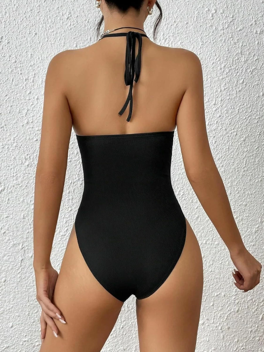 SHENHE Women's Sexy Halter Neck Backless Bodysuit Top - Sleeveless Fitted Stretchable Summer Outfit