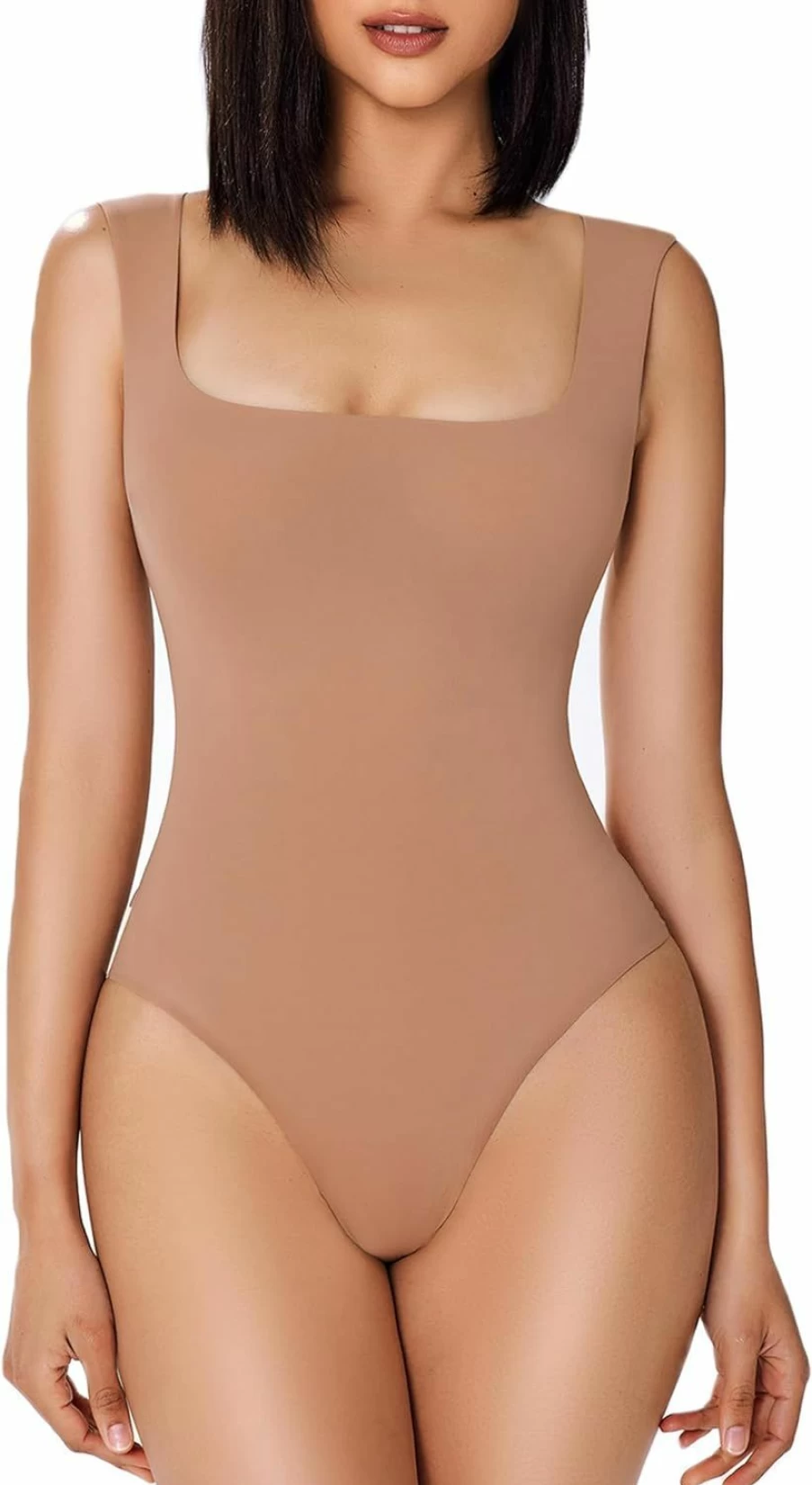 Avidlove Women's Square Neck Double Lined Soft Bodysuit Tank Top - Stretchy Comfortable Body Suit