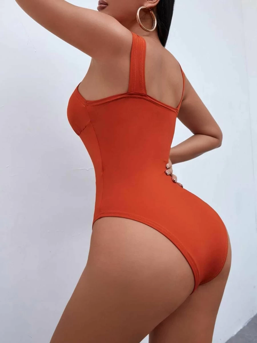 OYOANGLE Women's Slim Fit Crisscross Halter Bodysuit - Solid Sleeveless Tops for Women