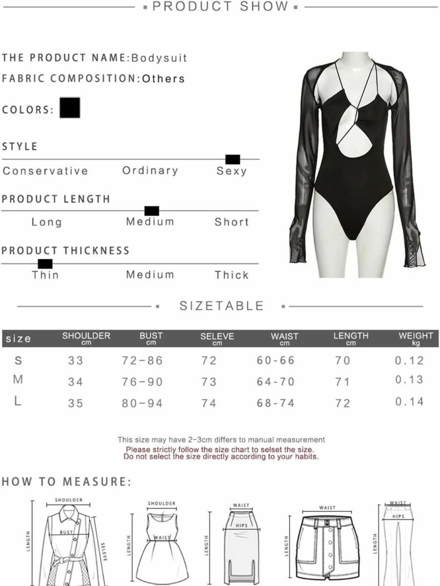 DOUCIU Women's Lace Long Sleeve Bodysuit Jumpsuit - Sexy Slim Fit Casual Romper for Women