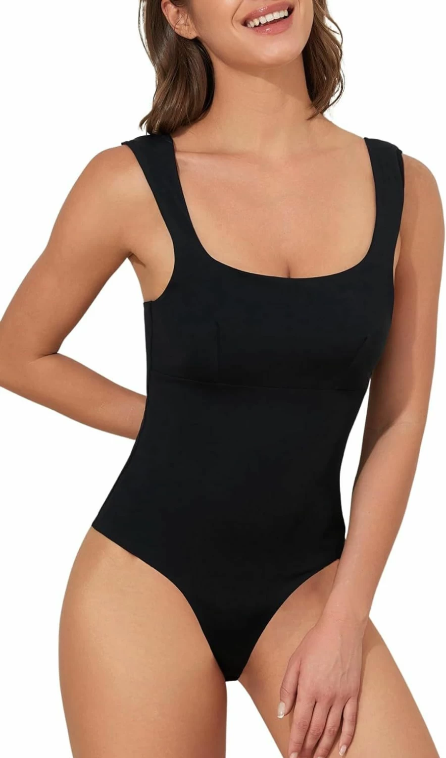 Damenie Women's Slimming Bodysuit - Square Neck Sleeveless Tummy Control Tank Top Bodyshaper