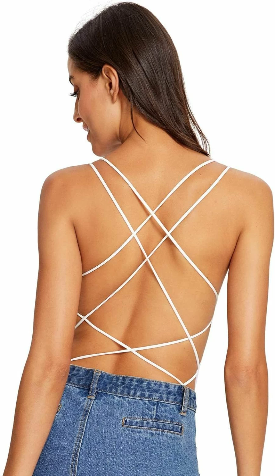 Verdusa Women's Sleeveless Scoop Neck Bodysuit - Backless Strappy Jumpsuit for Women - Sexy Casual Romper