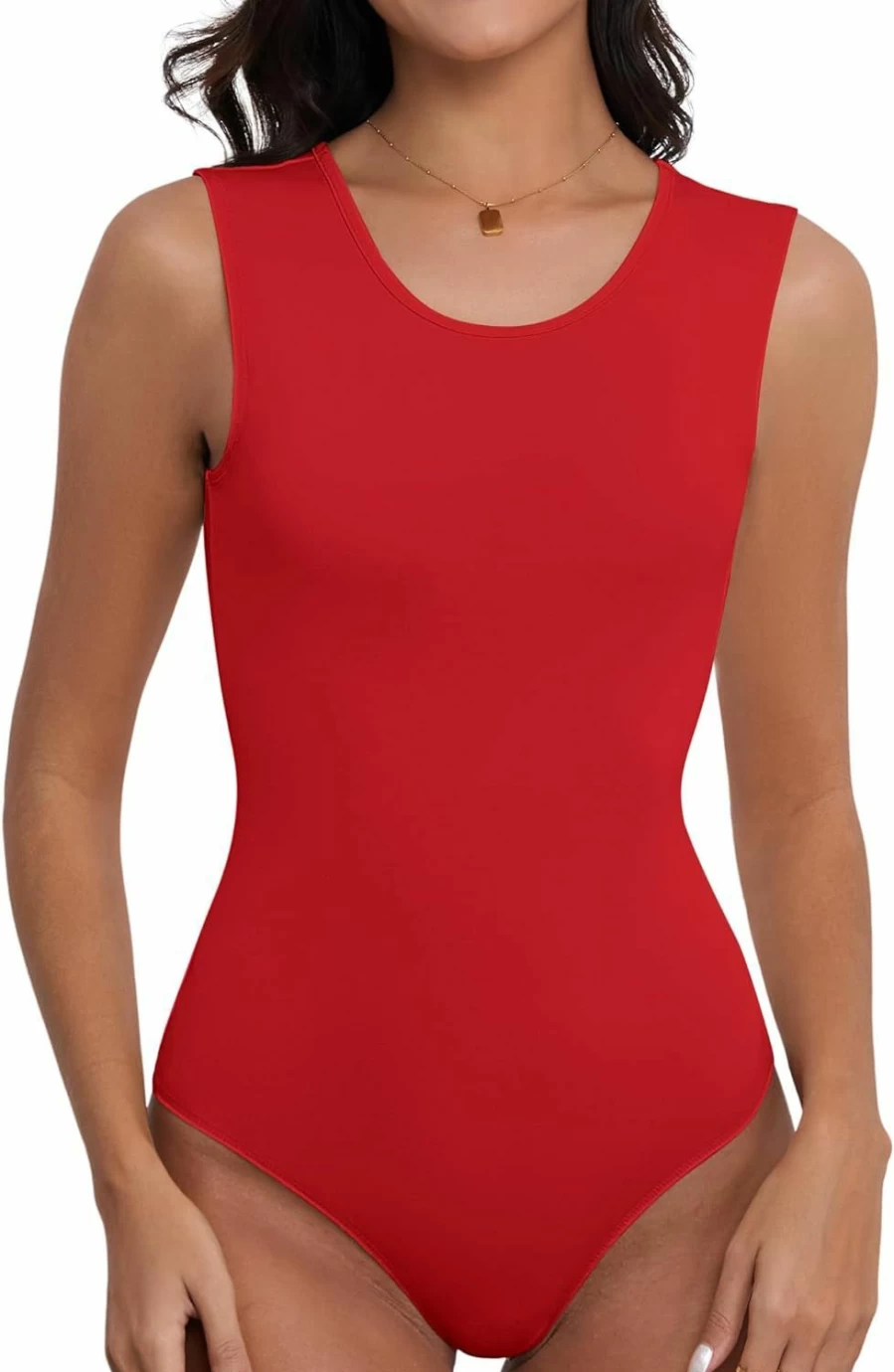 DSPSAM Women's Sexy Cute Sleeveless Crew Neck Tank Top Bodysuit for Summer