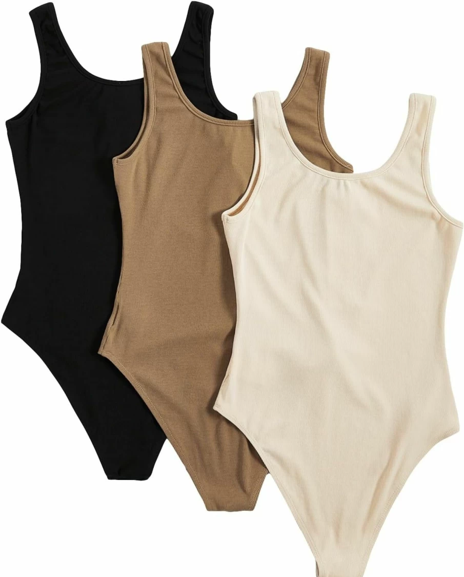 GORGLITTER Women's 3-Piece Sheer Mesh Long Sleeve Bodysuit - Mock Neck Leotard Top for Layering
